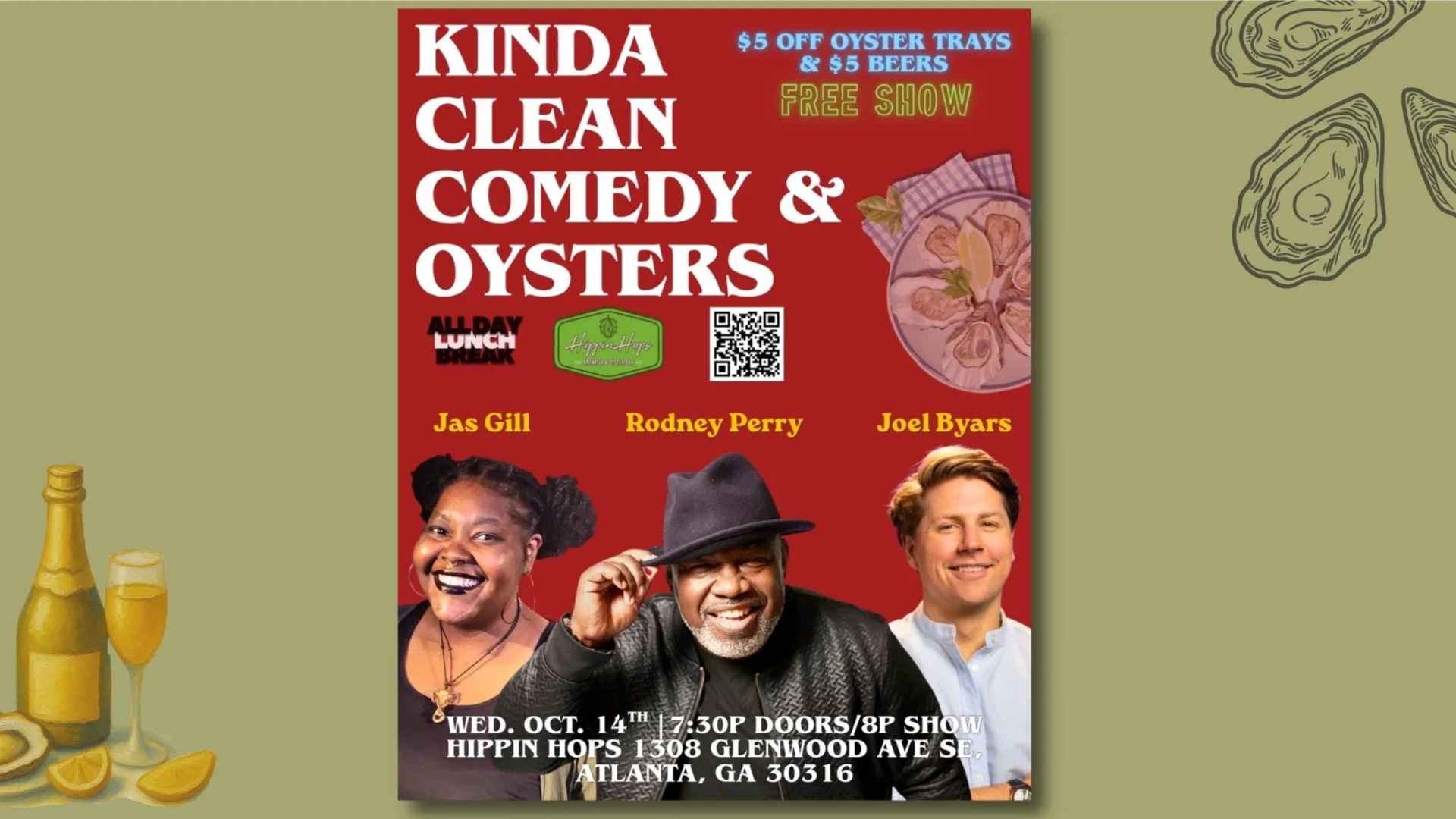 Kinda Clean Comedy & Oysters 10-14-26