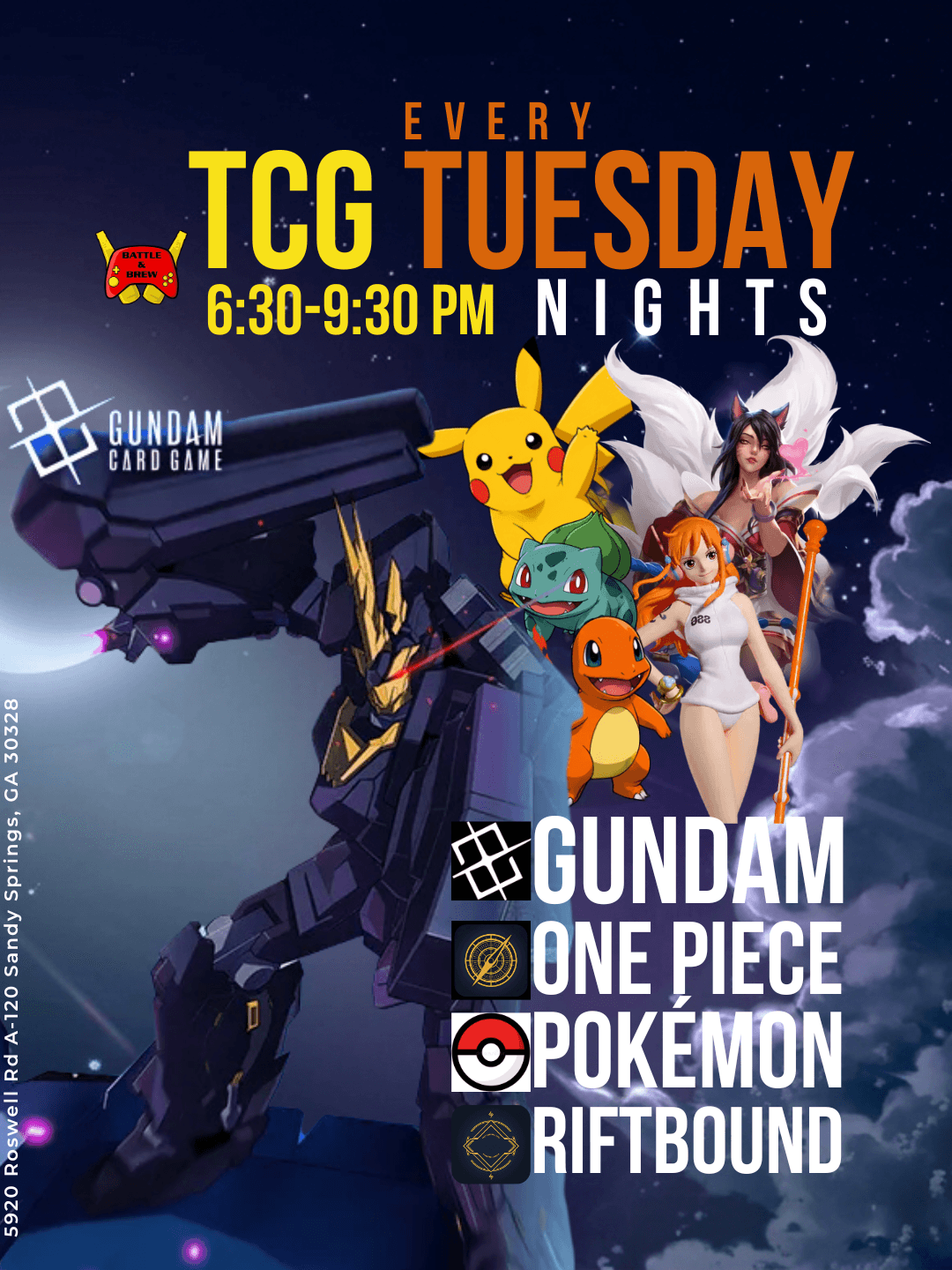 TCG Tuesday: Gundam + One Piece + Riftbound + Pokémon Trading Card Games Every Tuesday