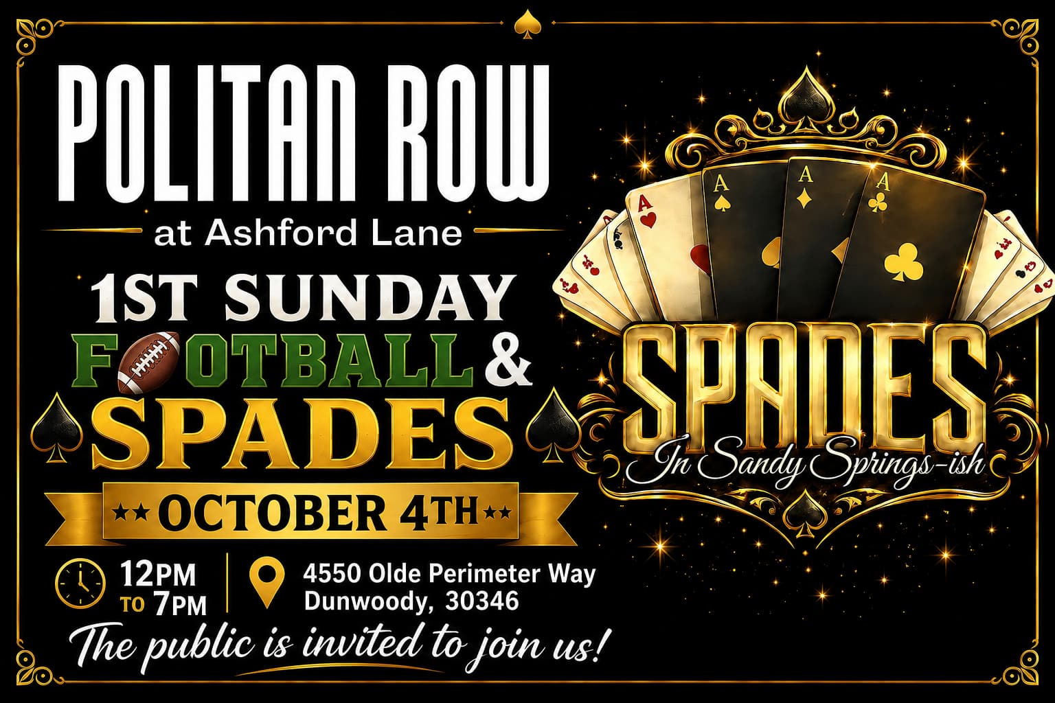 1st Sunday Football and Spades! Public invited - $5 pp Dunwoody
